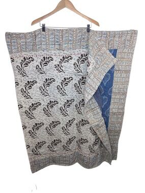 Dignity, Not Charity Kantha Reversible Blue Handblock Cotton Quilt 72x73